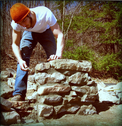 James building a sauna