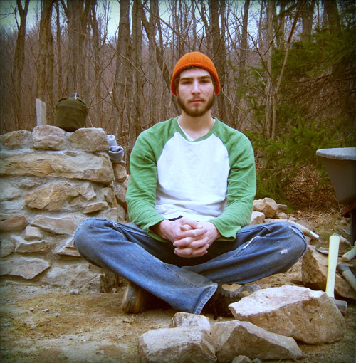 James building a sauna